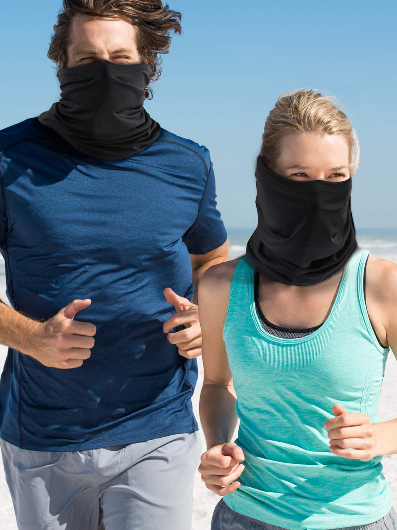 [Australia] - Norme Summer Face Cover Neck Gaiter Cooling Sunblock Face Cover Breathable Bandana Black 4 