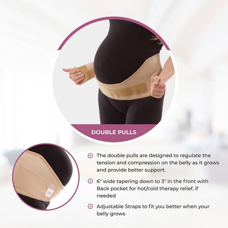 [Australia] - GABRIALLA Elastic Maternity Support Belt, Prevent Lower Back Pain and Stretch Marks, Lightweight Pregnancy Belly Band, Best Belly Band for Running and Exercising Moms, MS-96 B S Beige Small 