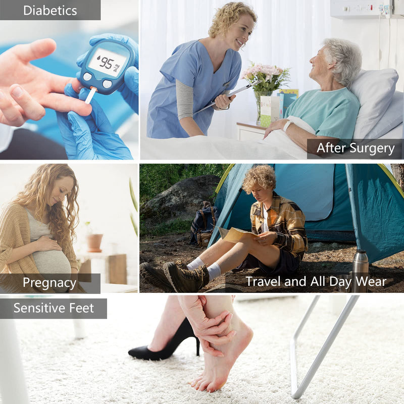 [Australia] - Forcool Non-binding Cushion Crew Cotton Diabetic Socks for Men and Women, M/L/XL, 3/6 Pairs #011#6 Pairs-crew-black Medium 