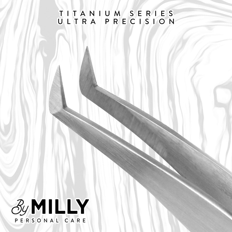 [Australia] - By MILLY Professional - Volume Eyelash Extension Tweezers - Lash Tweezers for Volume Pick-Up - Curved Precision Closure Tips - Titanium Coated Stainless Steel - 12 cm (4.72 inches) 