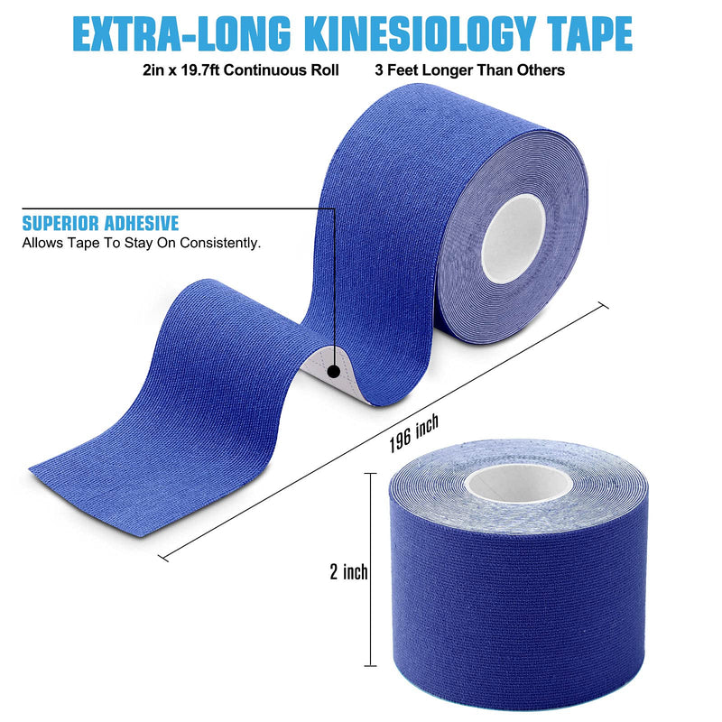 [Australia] - Kinesiology Tape (3 Uncut Roll) Kinetic Tape 16.4 ft Waterproof Athletic Sports Tape Physio Tape for Knees, Shoulder, Ankles, Elbow, Pain Relief,Joint Support (Navy Blue) (3 Rolls) Navy Blue 