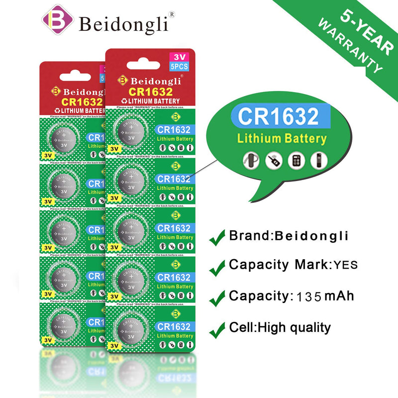 [Australia] - CR1632 3 Volt Lithium Coin Cell Battery (10 Batteries)【5-Years Warranty】 10-Pack 