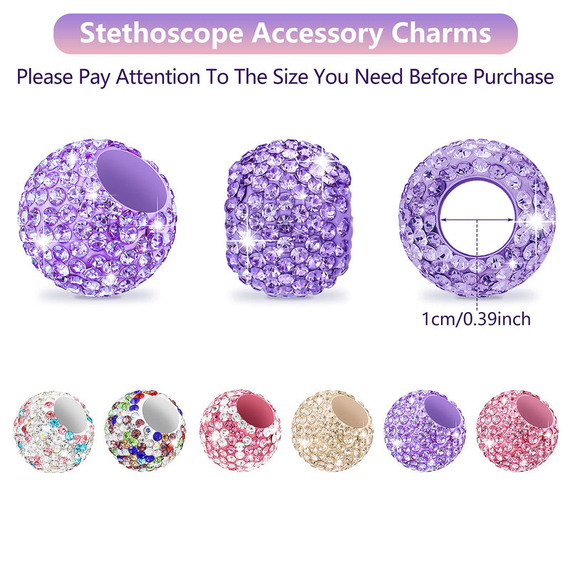 [Australia] - 6 Pieces Stethoscope Decorations Stethoscope Charms Crystal Stethoscope Charm Bling Stethoscope Charm Round Stethoscope Charm for Nurses Doctors Veterinarians Technicians 