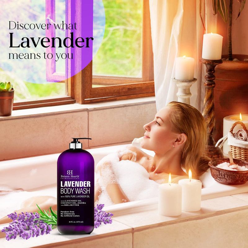 [Australia] - BOTANIC HEARTH Lavender Body Wash with Peppermint Oil - for Women & Men and Shower Gel - Fights Acne, Soothes Eczema and Dry Irritated Skin, Sulfate and Paraben Free - 16 fl oz 
