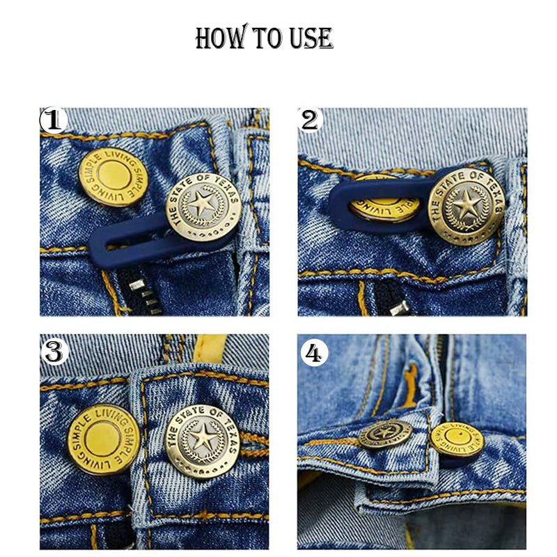 [Australia] - AXEN 8 Pieces Button Waist Extender, Elastic Stainless Steel Extender for Denim Jeans Trousers Pants Shirts Collars, Add 1.4 inch BE-04 