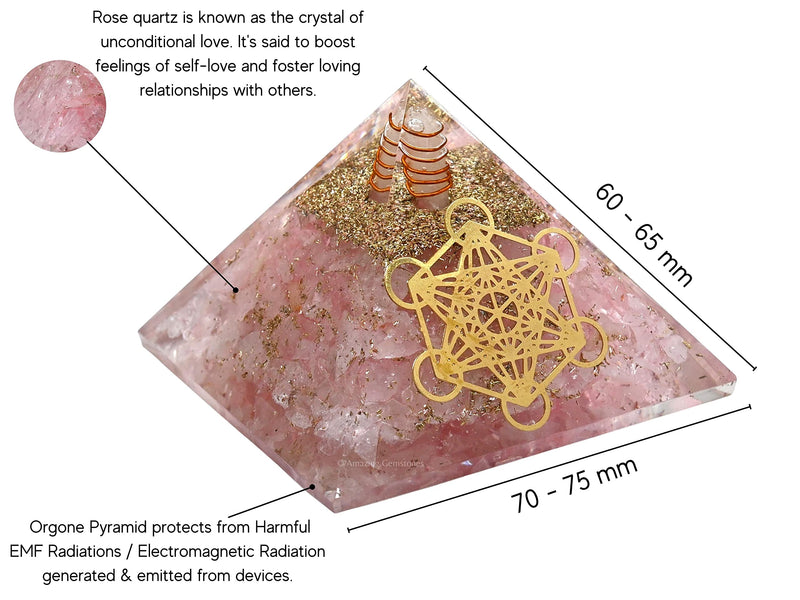 [Australia] - Large Orgone Pyramid | Rose Quartz Pyramid Crystal | Metatron Orgonite Pyramid | Organ Pyramids Positive Energy Healing Metatron Cube 