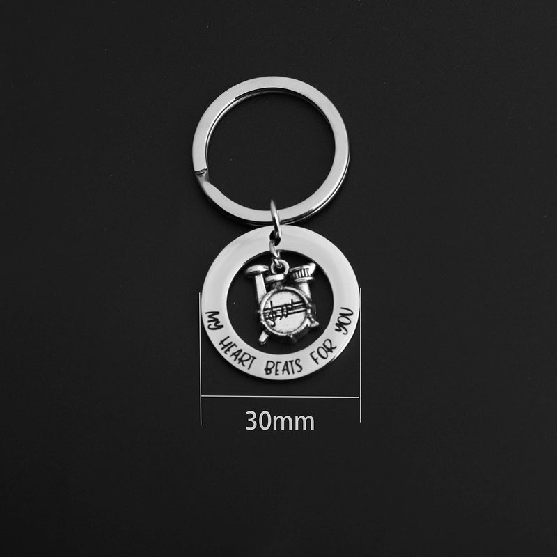 [Australia] - Lywjyb Birdgot Funny Drummer Gift Drummer Boyfriend Gift My Heart Beats for You Drum Charm Keychain Musician Gift Drum Kit Gifts Musician Keychain Percussion Jewelry 