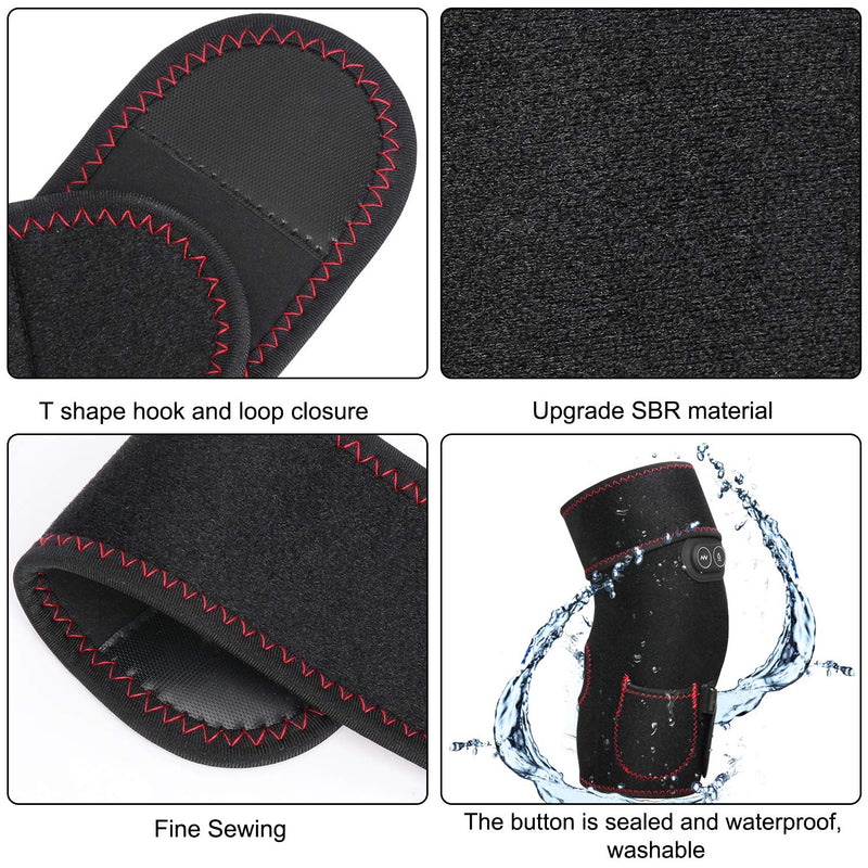 [Australia] - Heated Knee Brace Wrap, 3 Adjustable Heat and Vibration Knee Massager for Arthritis Knee Pain Relief Massaging Knee Pad with AC Adapter (No Battery) 