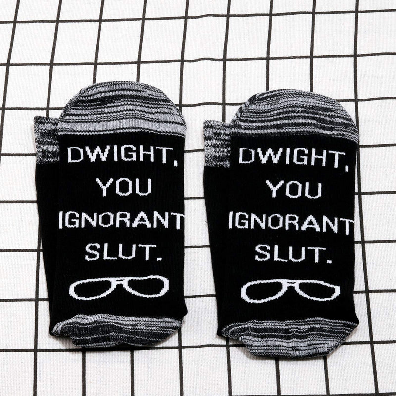 [Australia] - PYOUL 1 Pair The Office Inspired Socks Office Fan Gift Dwight You Ignorant Slut Socks TV Show Gift Dwight 1 Pair 