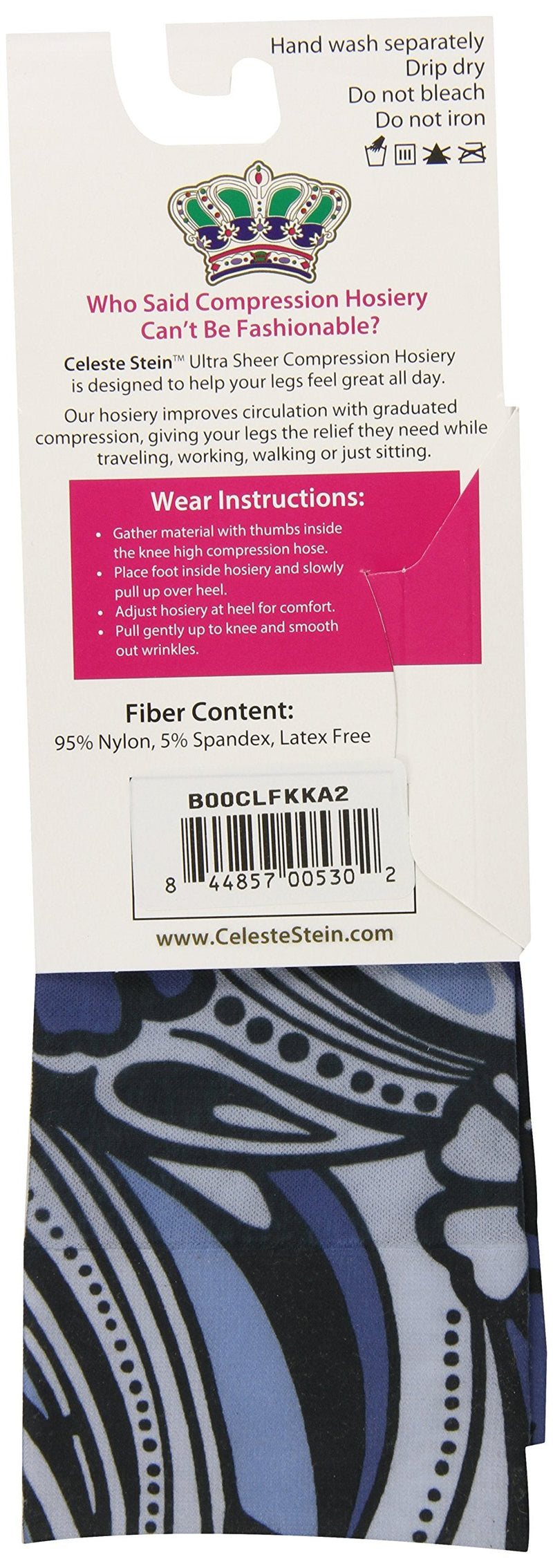 [Australia] - Celeste Stein Therapeutic Compression Socks, Blue Megan, 8-15 mmHg, Mild, CMPS-1760 
