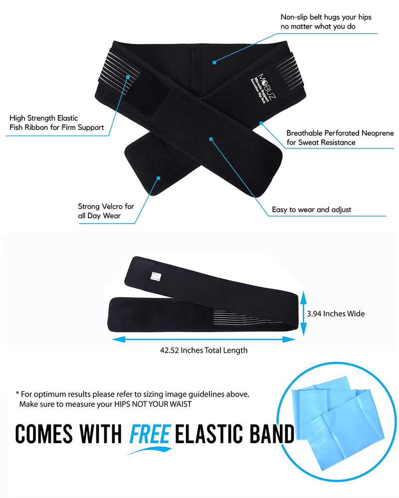 [Australia] - Sacroiliac Hip Belt + Resistant Band w/ Back Recovery Workout Plan - Unisex - Hip Brace for Lower Back Support, Rapid Pain Relief, SI Joint, Sciatica, Trochanter - SI Loc Belt - Pregnancy Belly Support Band (Regular) Regular (Hip Size: 34” - 41”) 