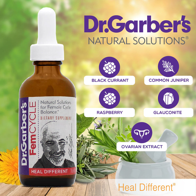 [Australia] - Dr. Garber's Natural Solutions Fem Cyle Oral Drops - Gemmotherapy Liquid Supplement to Balance Hormones and Relieve PMS, PMDD, Hot Flashes, Menopause, and Menstrual Symptoms - 60ml Fem Cycle 