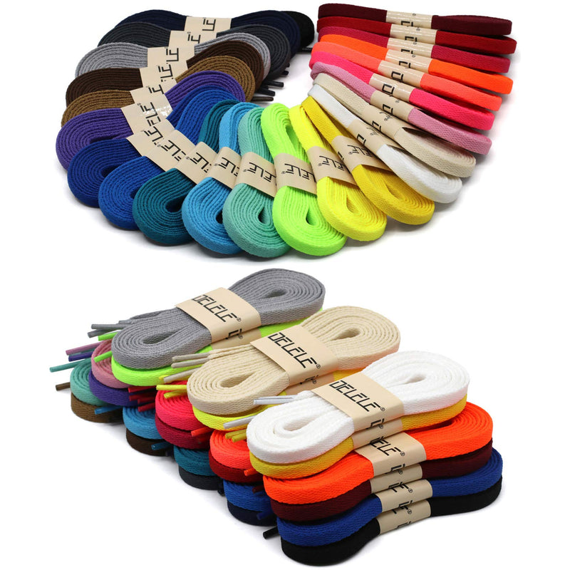 [Australia] - DELELE 2 Pair Super Quality 24 Colors Flat Shoe laces 5/16" Wide Shoelaces for Athletic Running Sneakers Shoes Boot Strings 23.62"Inch (60CM) 05 Yellow 