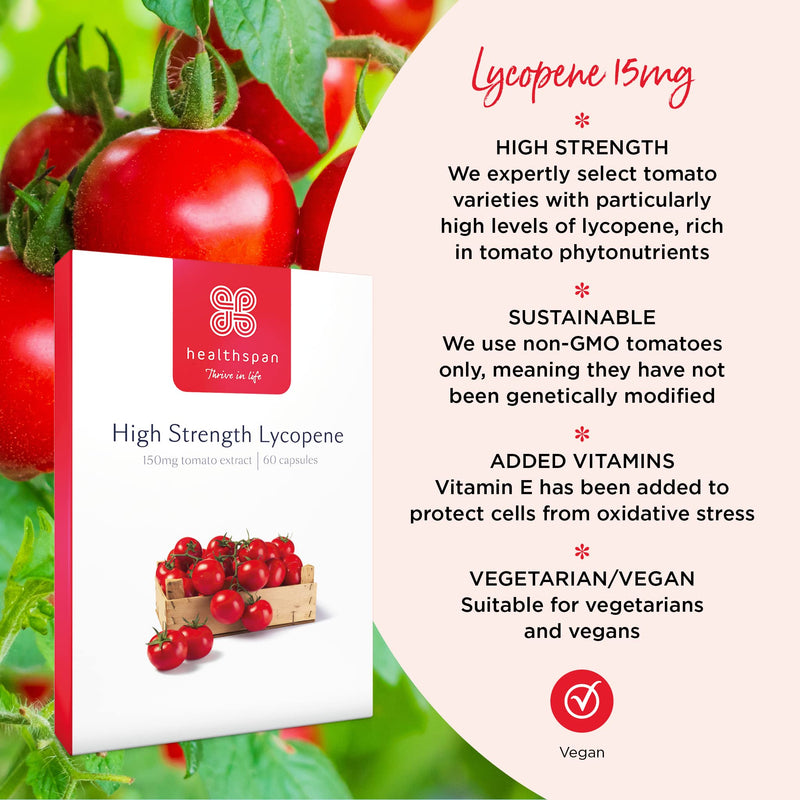 [Australia] - Healthspan Lycopene 15mg (2 Months Supply) | Natural Source Lycopene with Vitamin E | Rich in Tomato Phytonutrients | Non-GMO Tomatoes | Vegan 