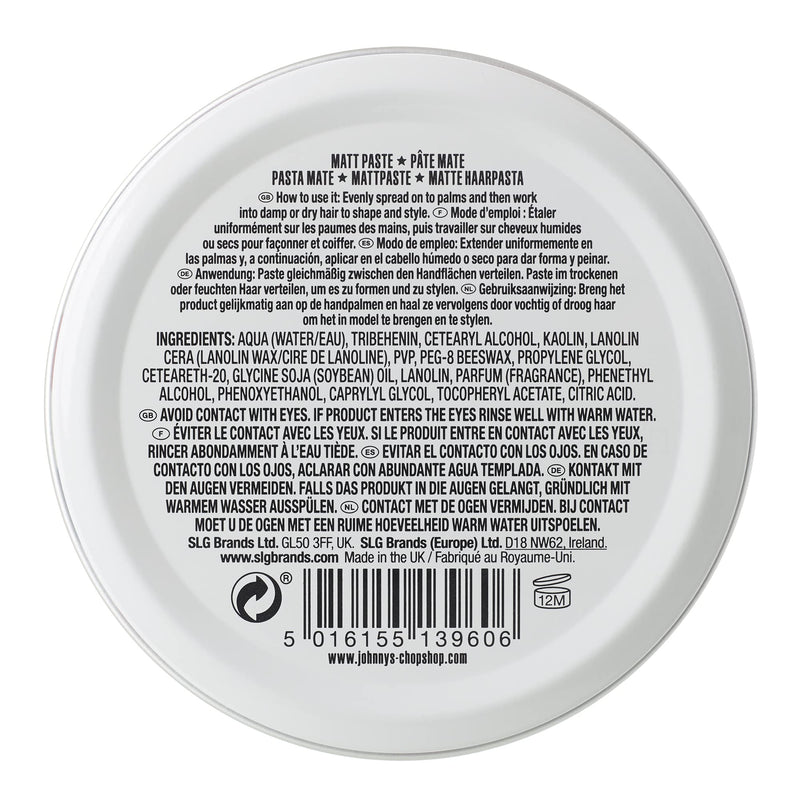 [Australia] - Johnny's Chop Shop - No 1 Matt Paste In A Tin, Strong Hold, Natural Finish (75g) Pack of 1 