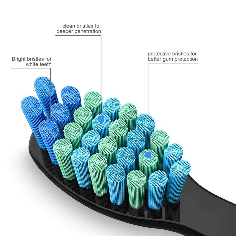 [Australia] - 10 Pack Electric Toothbrush Replacement Heads Compatible with Fairywill，Toothbrush Heads Compatible with FW-507/508/551/515/917/959/2011,D1/D3/D7/D8(Black) Black 