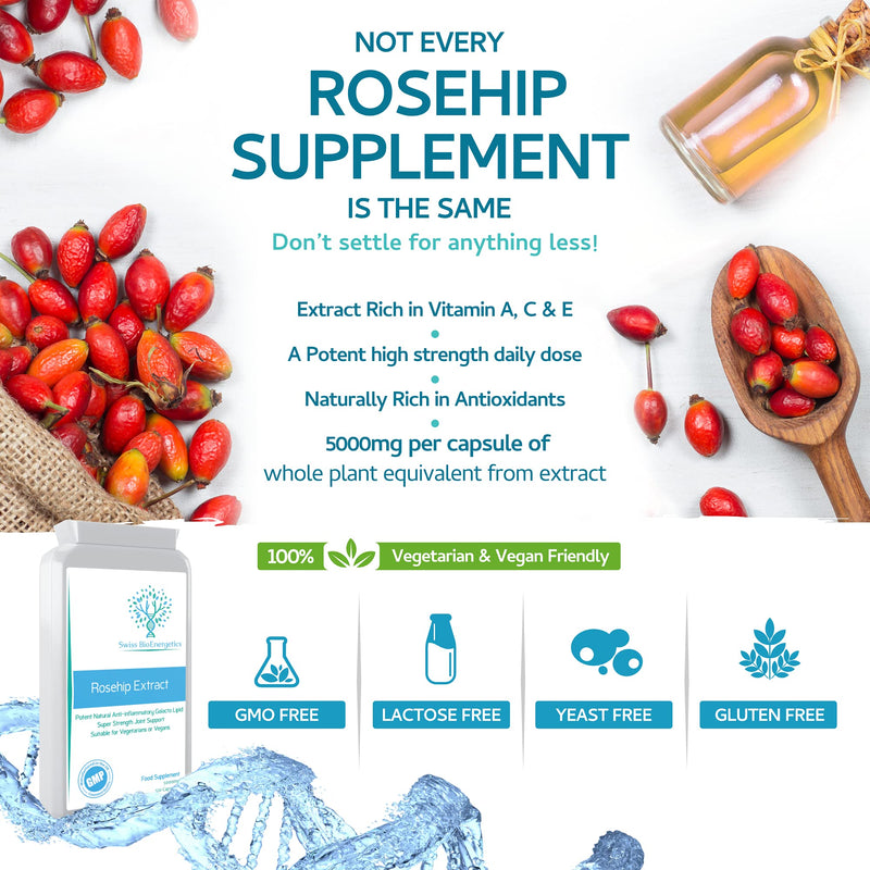 [Australia] - Rosehip 5000mg 120 Capsules - High Strength 250mg 20:1 Extract Rich in Vitamin A, C & E, Carotenoids, Beta-Carotene, Lutein, Lycopene, Polyphenols and Flavonoids 