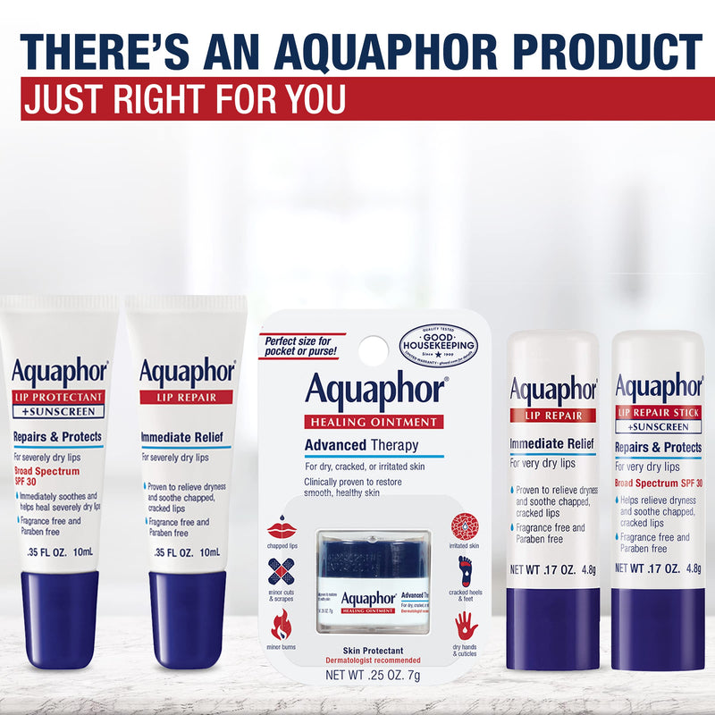 [Australia] - Aquaphor Lip Repair Ointment - Long-lasting Moisture to Soothe Dry Chapped Lips - .35 fl. oz. Tube 