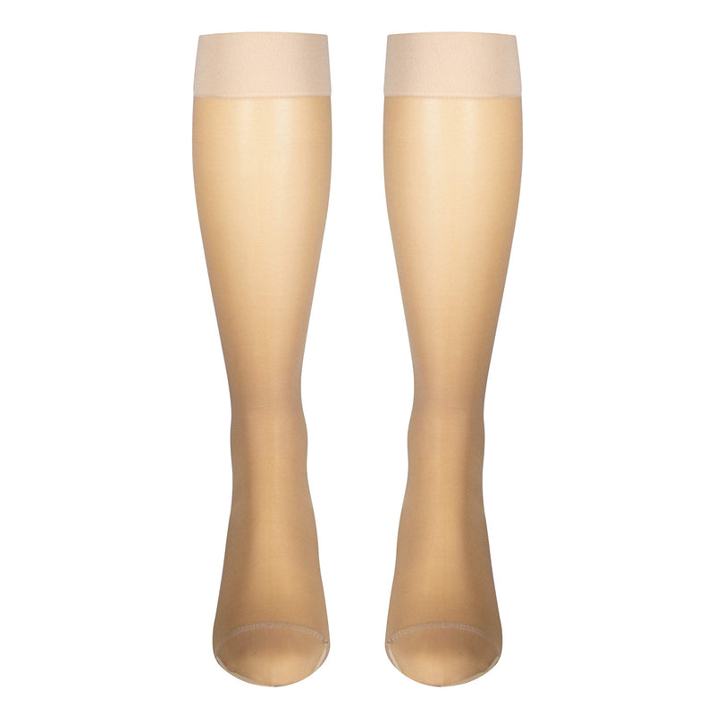 [Australia] - NuVein Sheer Compression Stockings, 15-20 mmHg Support, Women's Medium Denier Nylons, Knee High, Closed Toe, Beige, 3X-Large 3X-Large (1 Pair) 