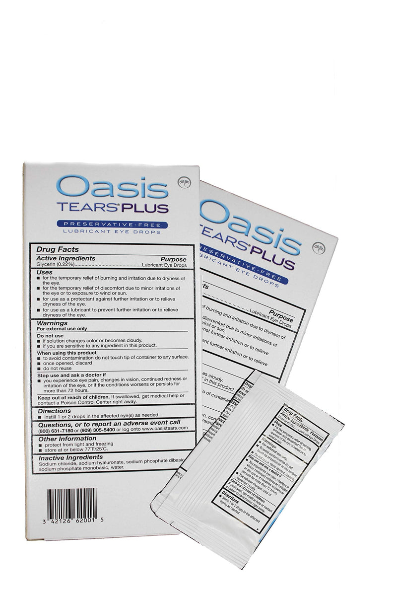 [Australia] - 65 Vials Oasis TEARS PLUS Preservative-Free Lubricant Eye Drops (2 boxes, 30 vials each and one 5 vial packet) 