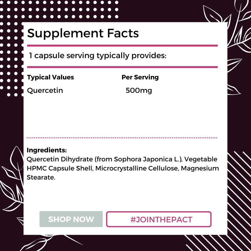 [Australia] - Quercetin 500mg - High Strength Antioxidant Immune Support Pure Quercetin Supplement, One a Day Formula � Easy to Swallow - 60 Vegan Capsules - 2 Month Supply - Made by Nutripact 