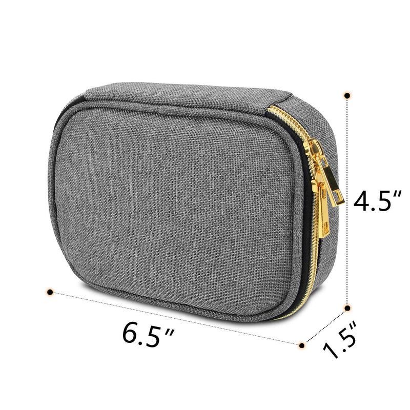 [Australia] - Teamoy Small Jewelry Travel Case, Portable Jewelry Organizer Bag for Earrings, Necklace, Rings and More, Small, Gray-(Bag Only) 