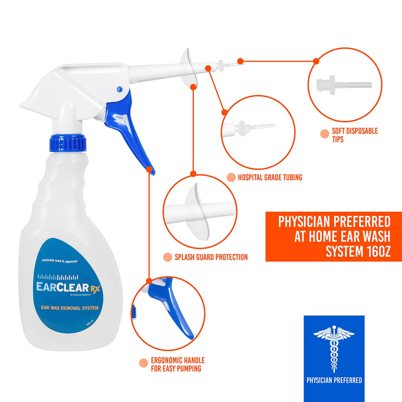 [Australia] - Earwax Removal System by Nuance Medical EarClear Rx – Safest Ear Flush Solution for Adults and Kids Self Use- Rigid Tip Ear Cleaning Kit with Basin and 20 Disposable Tips 