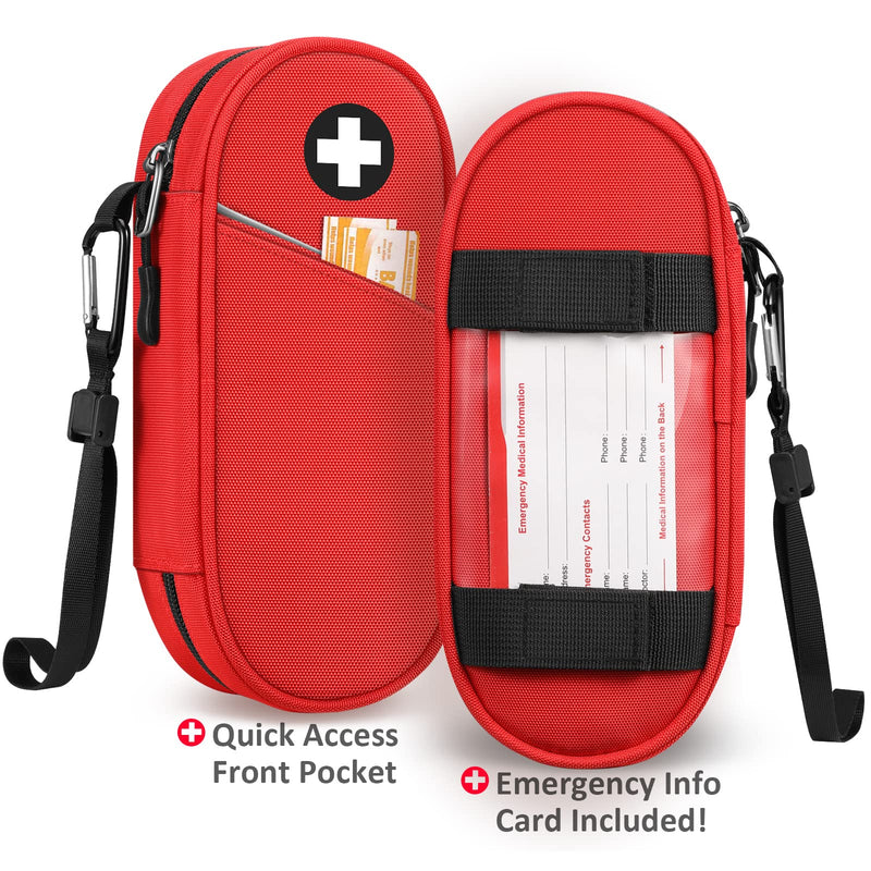 [Australia] - SITHON EpiPen Medical Carrying Case Insulated, Travel Medication Organizer Bag Emergency Medical Pouch Holds 2 EpiPens, Asthma Inhaler, Anti-Histamine, Auvi-Q, Allergy Medicine Essentials, (Red) *Red 