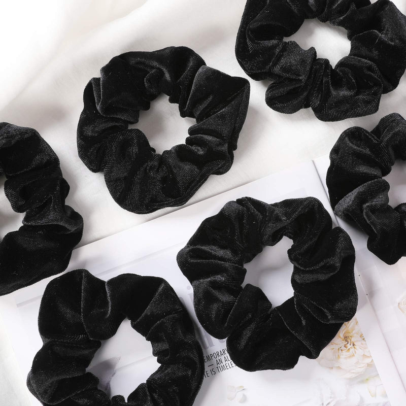 [Australia] - VENUSTE Black Scrunchies for Women, Premium Velvet Scrunchy for Hair, Elastic Thick Bands, Soft Ropes Ponytail Holder Hair Accessories, 12 Pack 