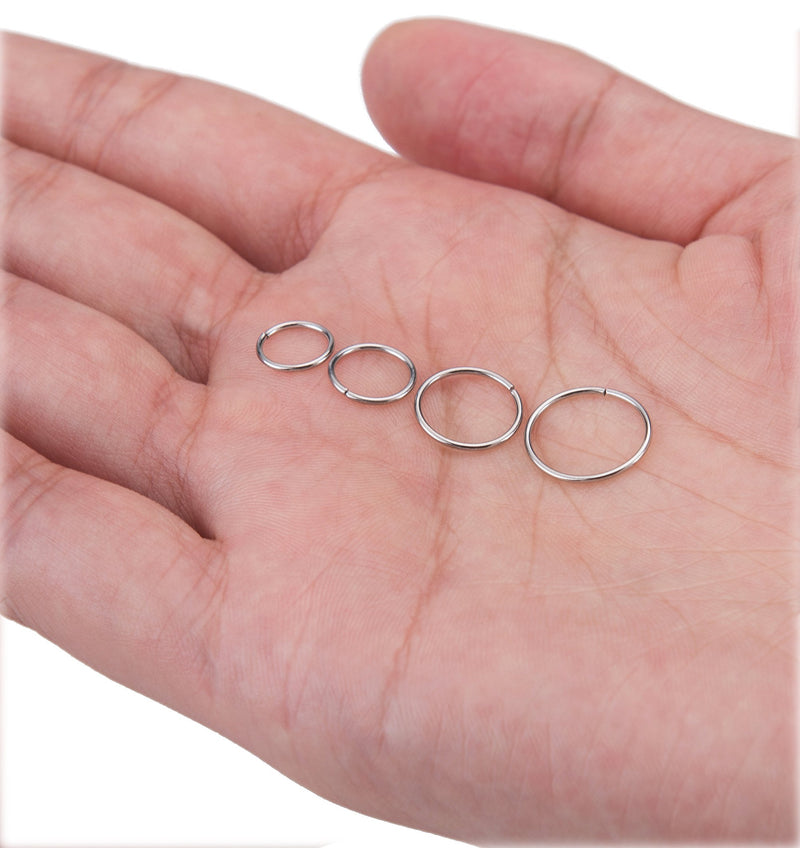 [Australia] - Masedy 24Pcs 20G 316L Stainless Steel Nose Rings Hoop Tragus Cartilage Helix Piercing Lip Septum Ring 6-12MM Bendable A: 24Pcs Silver 