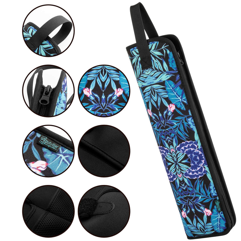 [Australia] - Beautyflier Universal Curling Iron Cover Sleeve, Canvas Heat-Resistant Curling & Flat Iron Holder, Flat Iron Curling Wand Travel Cover Case Bag Pouch for Travel, Gym, or Home (Blue Flower) Blue Flower 