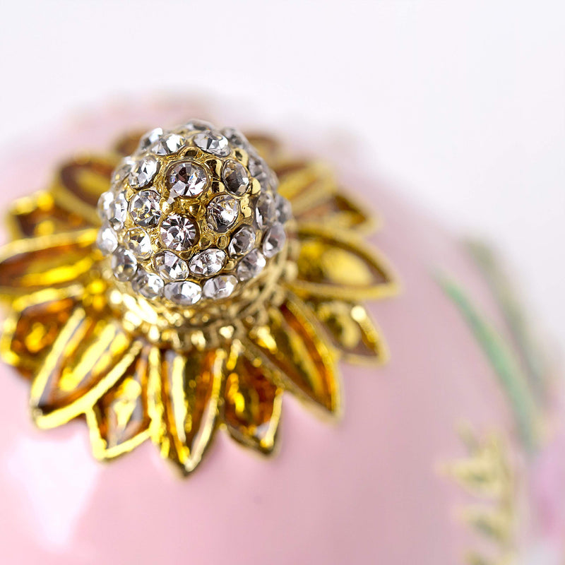 [Australia] - Apropos Hand- Painted Classic Vintage Style Faberge Egg with Rich Enamel and Sparkling Rhinestones Jewelry Trinket Box (Light Pink) Light Pink 