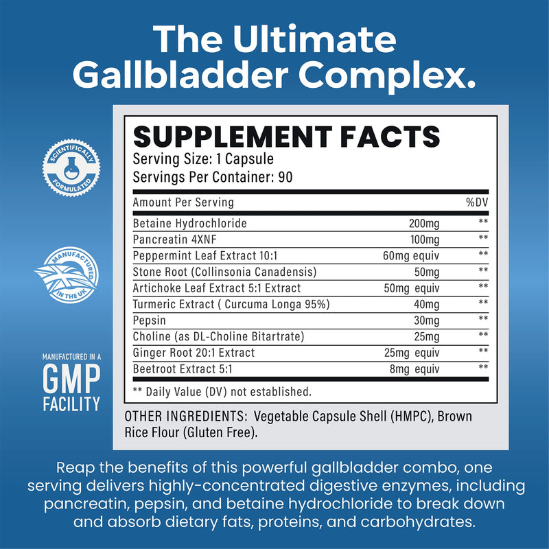 [Australia] - Ultra Premium Gallbladder Supplement � Gallbladder Guard | The UK�s No1 Gallbladder Formula | 90 Tablets Bile Salts Ox Bile Supplements|Betaine HCL Pepsin + Turmeric + Choline 