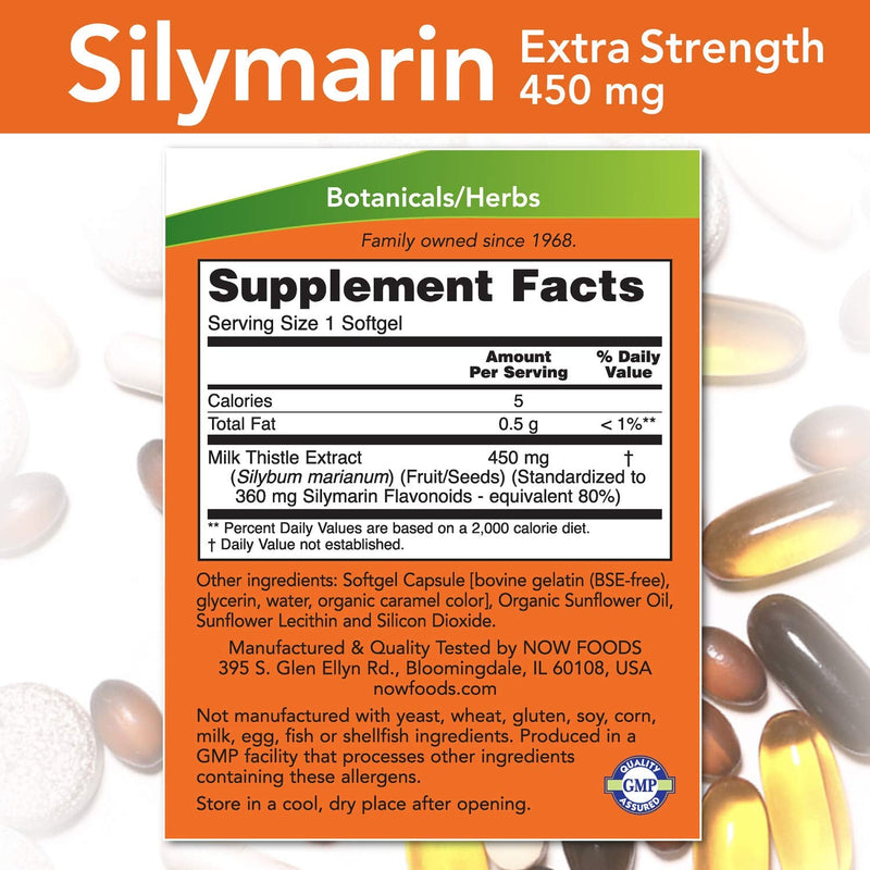 [Australia] - NOW Supplements, Silymarin Milk Thistle Extract, Extra Strength 450 mg, 120 Softgels 