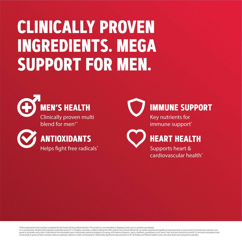 [Australia] - GNC Mega Men Multivitamin for Men, 180 Count, Antioxidants, Heart Health, and Immune Support 1 