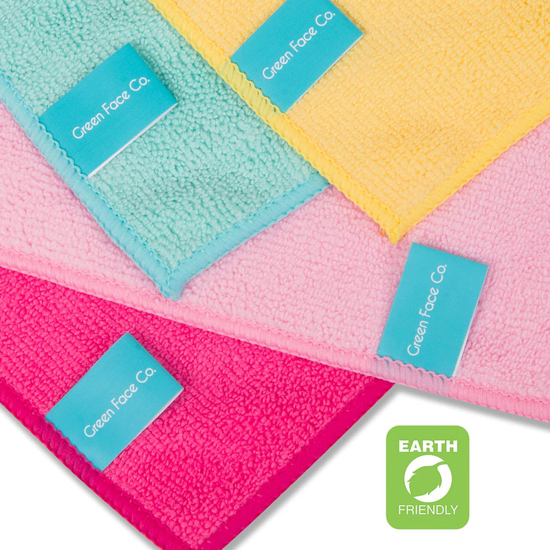 [Australia] - 20 x Microfibre Makeup Remover Wipes with Laundry Bag by Green Face Co | Reusable Soft Facial Cloths for Beauty Routine | Great Make Up Removing Towel or Cleansing Cloth 
