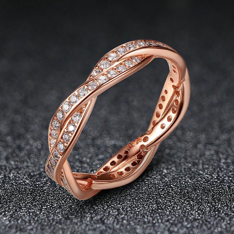 [Australia] - Presentski 925 Sterling Silver Rose Gold-Plated Engagement Wedding Rings with Cubic Zirconia,Promise Rings for her 5 