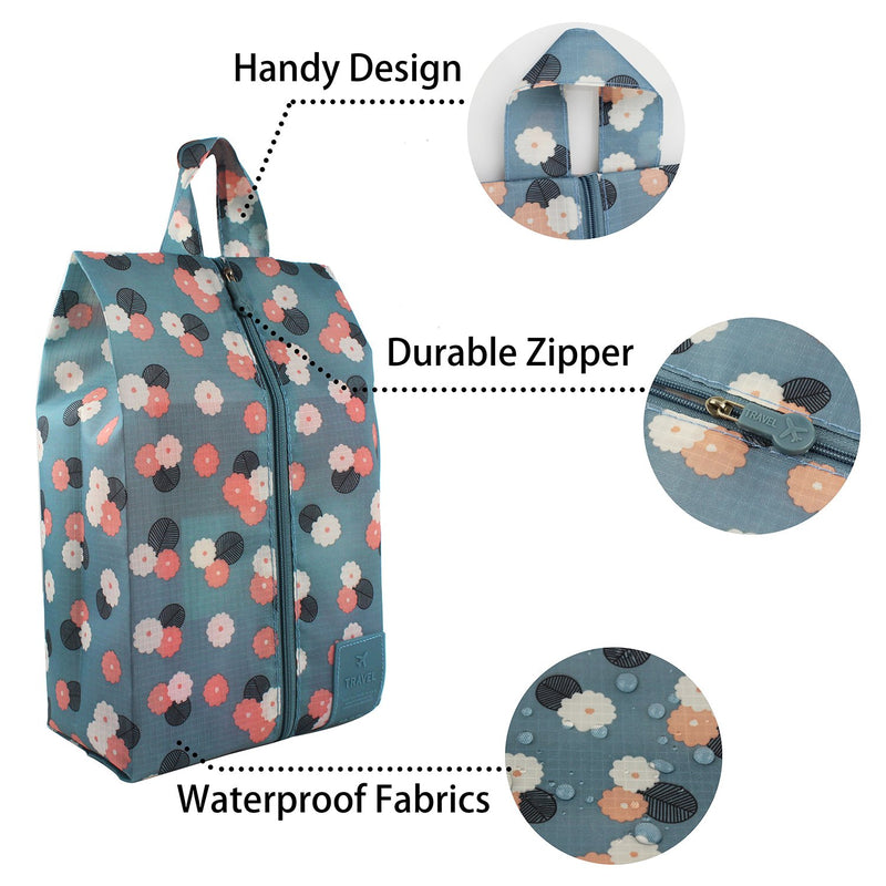 [Australia] - Zmart Travel Shoe Bags for Women Portable Waterproof Storage Bag Pack Flower-5pack 