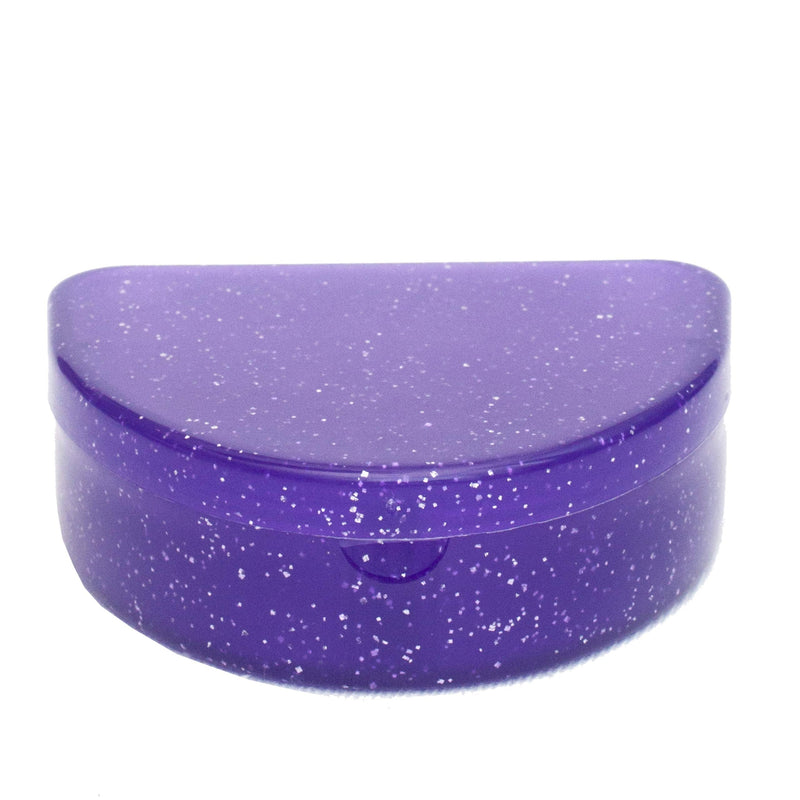 [Australia] - Slim Orthodontic Dental Case - Colour & Glitter Choices for Retainers, Bleaching Trays, Dentures & More (Glitter Purple) Glitter Purple 