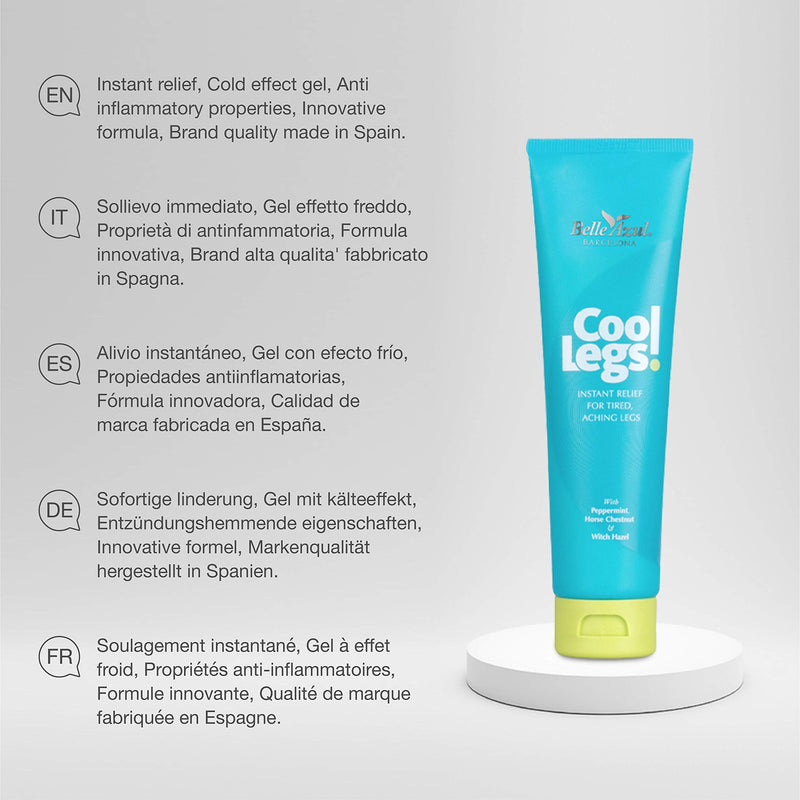 [Australia] - Belle Azul Cool Legs - Instant Gel Relief 100ml - for Tired and Sore Legs - Soothing Relief and a Lovely Smell - Improves Circulation and Muscle Discomfort - Made in Spain 