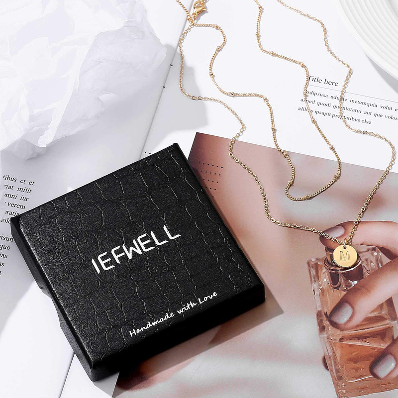 [Australia] - IEFWELL Gold Initial Necklaces for Women,14K Gold Filled Double Side Engraved Hammered Gold Coin Necklaces for Women Initial Necklace Layered Initial Necklaces for Women Teen Girl Jewelry A 