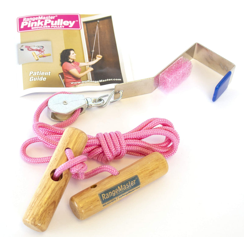 [Australia] - RangeMaster PinkPulley Cancer Care Shoulder Pulley │ Aids in Recovery and Rehabilitation │ Breast Cancer Patient Instructional Guide Included │ Metal Bracket Door Attachment 