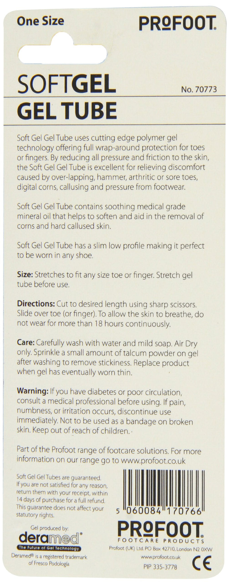 [Australia] - Profoot Softgel Tube for toes -Cuttable Toe Tubes - relieve discomfort from footwear, corns, calluses and sore toes 