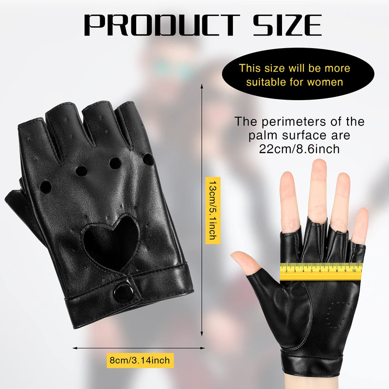 [Australia] - Punk Belt Half Gloves Women Punk Half Finger Gloves Belt Half Finger PU Leather Performance Gloves Hollow Out Fingerless Gloves, Black 