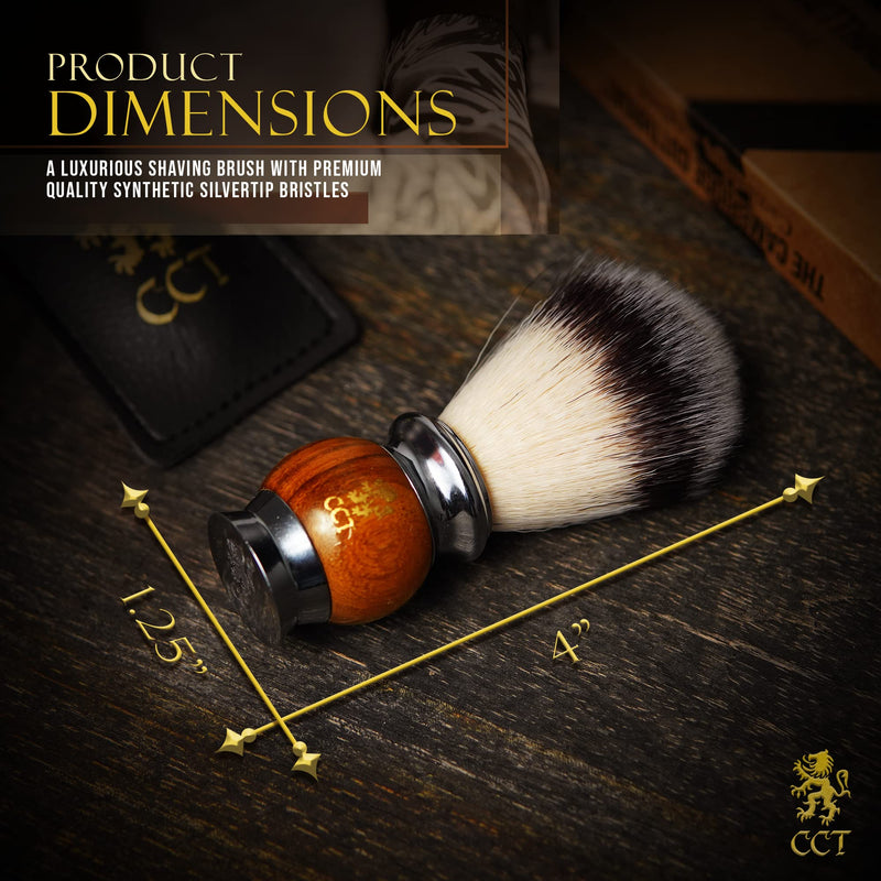 [Australia] - The Cambridge Cut Throat® Luxury Missanda Hardwood and Stainless Steel Men's Shaving Brush for Soap, Foam or Cream with Premium Synthetic Silvertip Vegan Friendly Badger Bristles Male Grooming Present 
