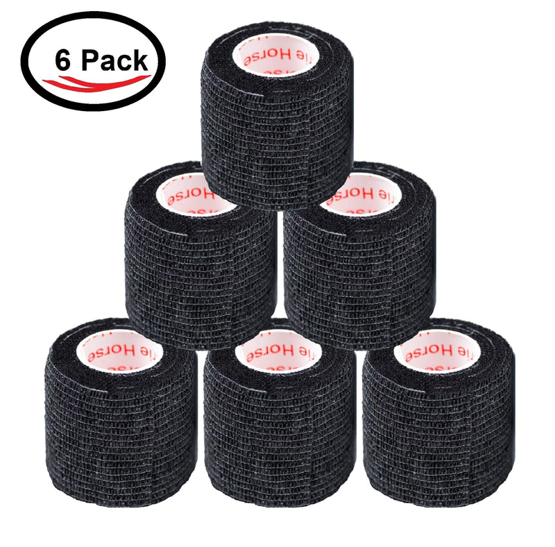 [Australia] - 2 Inch Self Adhesive Medical Bandage Wrap Sport Tape (Black Bean) (6 Rolls) Self Adherent Cohesive First Aid Sport Flex Wrist Ankle Knee Sprains and Swelling Black Bean 6 Count (Pack of 1) 