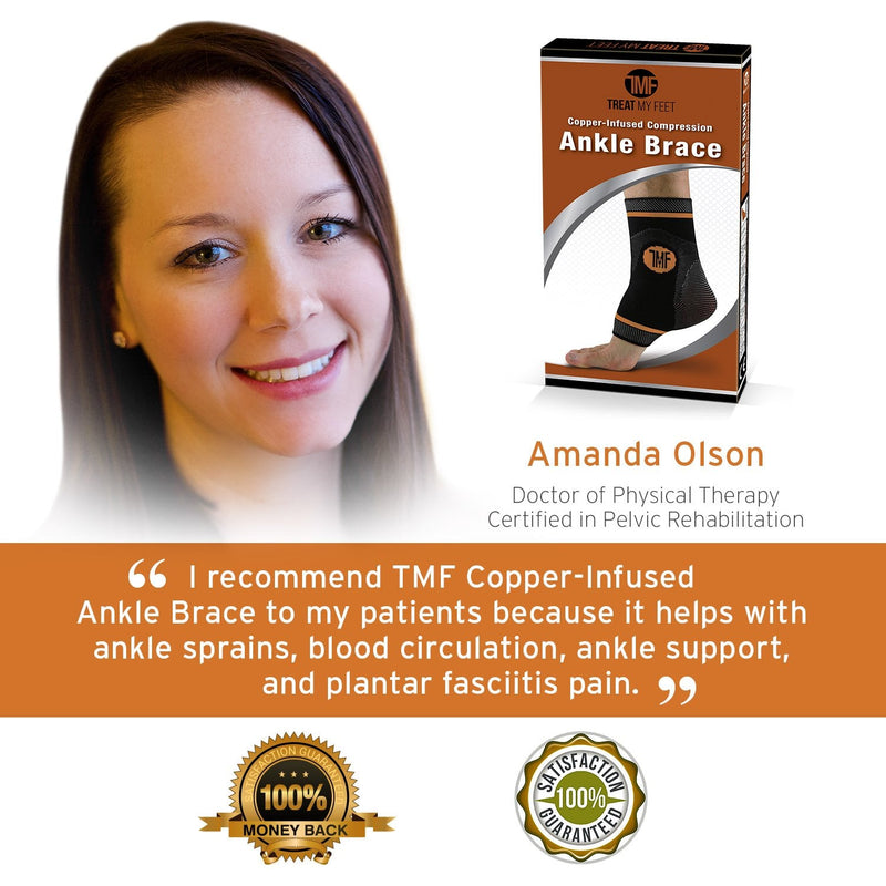 [Australia] - Compression Ankle Brace with Silicone Ankle Support and Copper - Plantar Fasciitis Brace for Foot Pain & Achilles Tendonitis Relief - Ankle Brace for Women & Men - Medium Size Medium (Pack of 1) 