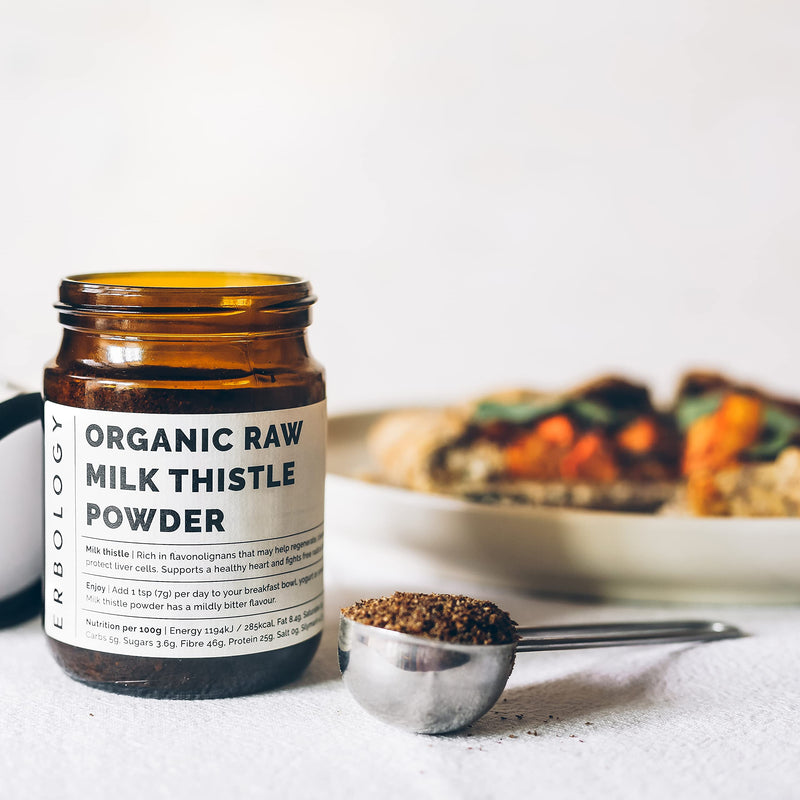 [Australia] - 100% Organic Milk Thistle Powder 120g - Cold-Pressed from 100% Milk Thistle Seeds - Rich in Silymarin - Cleanse and Detox - Straight from Farm - Raw Vegan - Non-GMO - Recyclable Glass Jar 