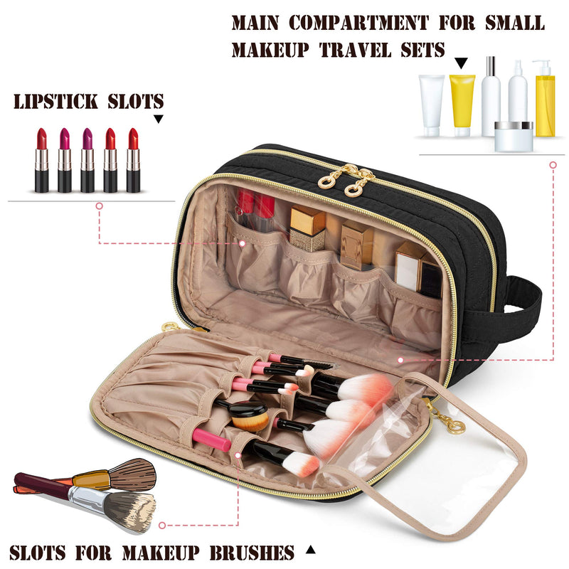 [Australia] - Teamoy Makeup Toiletry Bag With Handle, Travel Makeup Organizer Cosmetic Bag for Makeup Brushes(Up To 9-Inch), Beauty Essentials and More, Black(Patent Pending) 