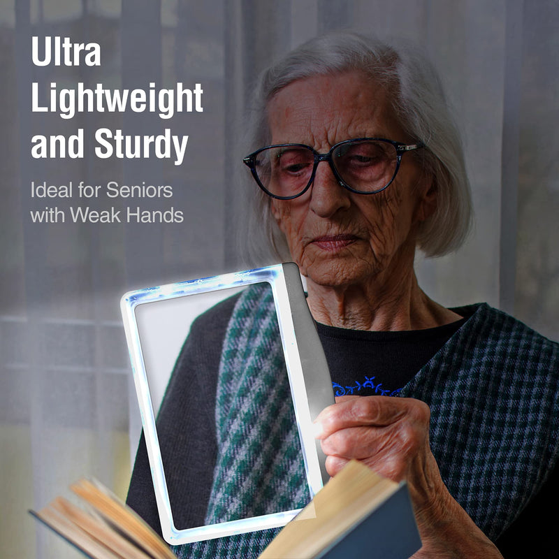[Australia] - MagniPros 3X Large Ultra Bright LED Page Magnifier with 12 Anti-Glare Dimmable LEDs(Evenly Lit Viewing Area & Relieve Eye Strain)-Ideal for Reading Small Prints & Low Vision Seniors with Aging Eyes 